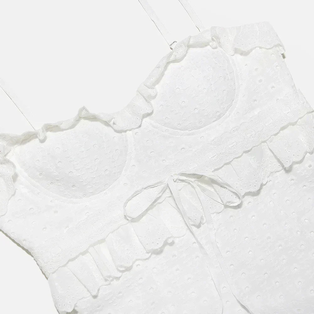 Stylish Embroidered Camisole Maxi Dress in White - Alina-XS-Nora Luxe