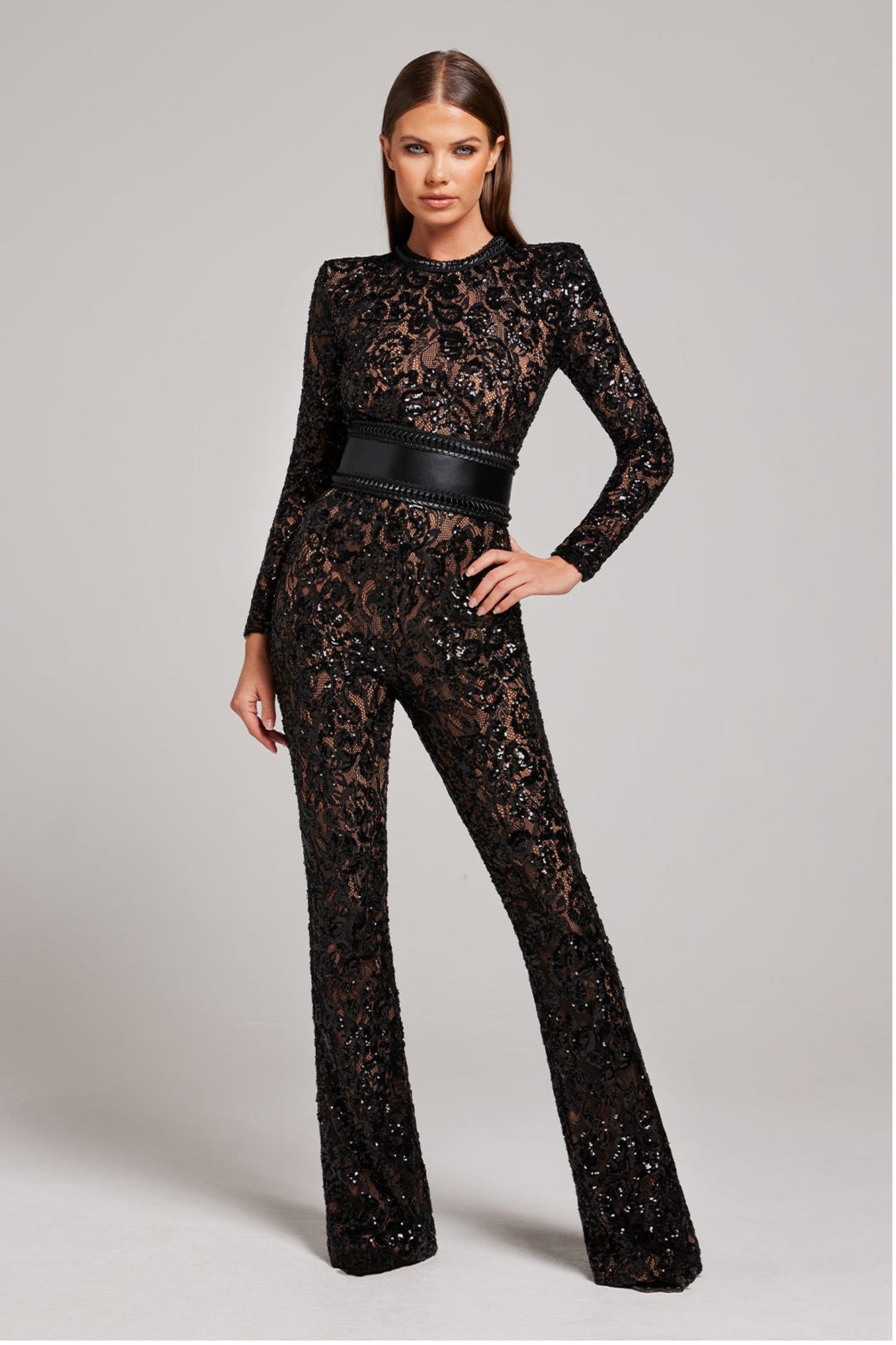 Elegant Night Out Jumpsuit with V Neckline - Pexav