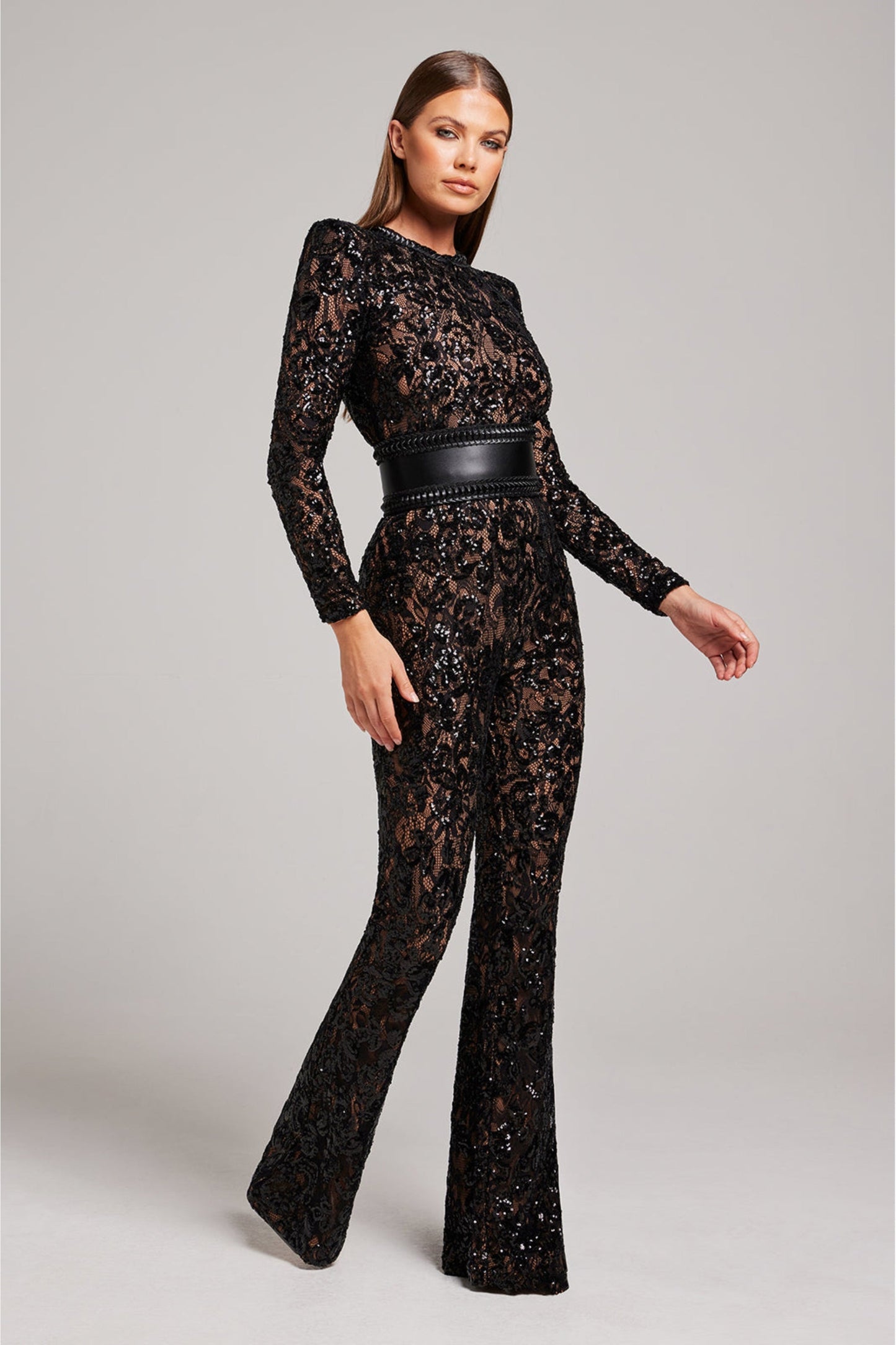 Stylish Evening Jumpsuit with V-neck - Juliette-White-S-The Livary