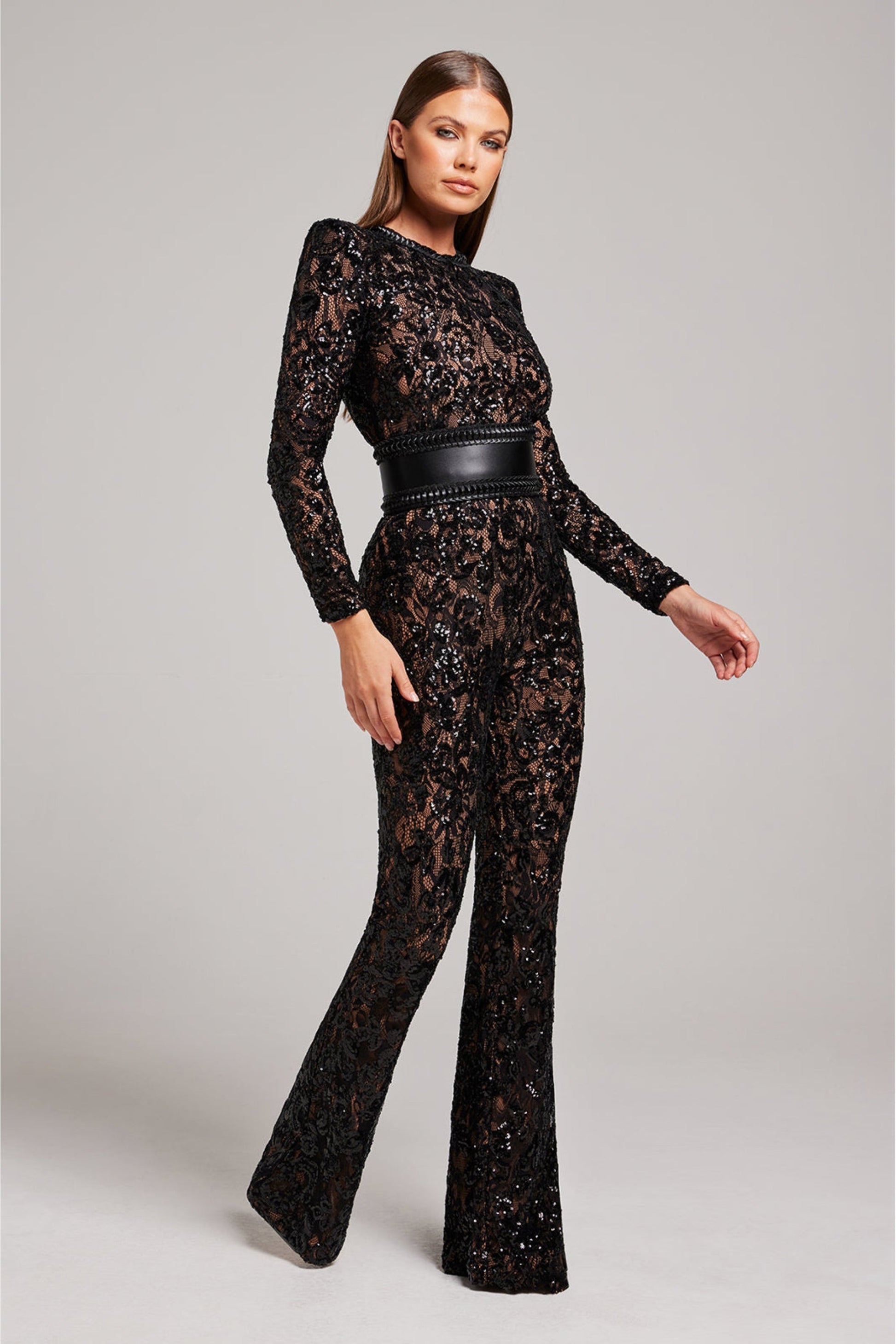 Stylish Evening Jumpsuit with V-neck - Juliette-White-S-The Livary