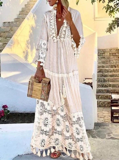 Elegant Women's Fitted Lace Dress - Pexav