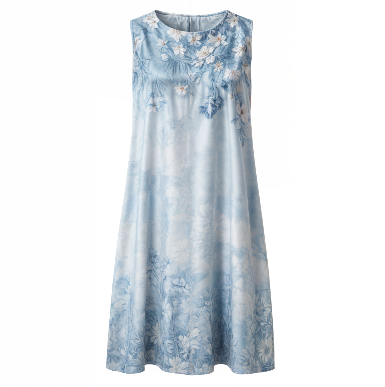 Stylish Floral A-Line Dress with Waistcoat for Women – Miray-Blue Star-M-Nora Luxe
