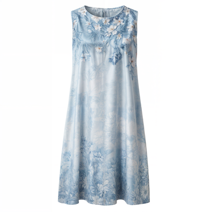 Stylish Floral A-Line Dress with Waistcoat for Women – Miray-Blue Star-M-Nora Luxe