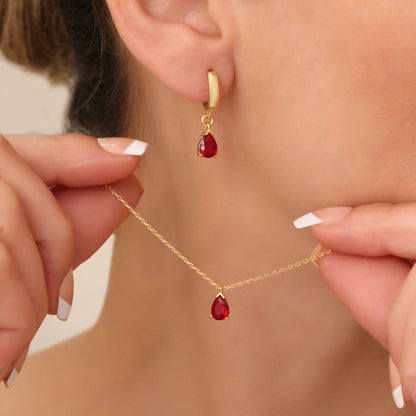 Beautiful Red Gemstone Necklace Set - Pexav