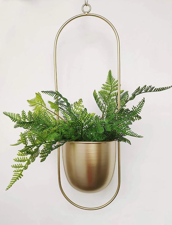 Stylish Indoor and Outdoor Plant Hanger - LeafLuxe-Oval-Gold-Nora Luxe