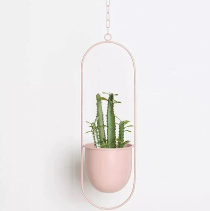 Stylish Indoor and Outdoor Plant Hanger - LeafLuxe-Oval-Pink-Nora Luxe