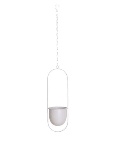 Stylish Indoor and Outdoor Plant Hanger - LeafLuxe-Oval-White-Nora Luxe