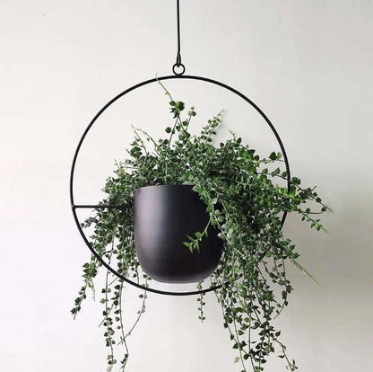 Stylish Indoor and Outdoor Plant Hanger - LeafLuxe-Round-Black-Nora Luxe