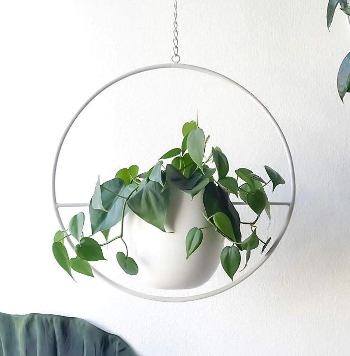 Stylish Indoor and Outdoor Plant Hanger - LeafLuxe-Round-White-Nora Luxe