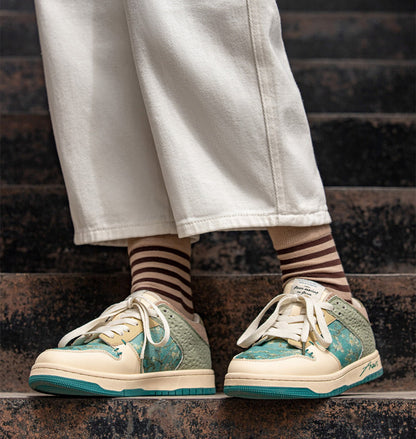 Stylish ladies' and men's art sneakers with almond blossom print – Arta-3-Nora Luxe