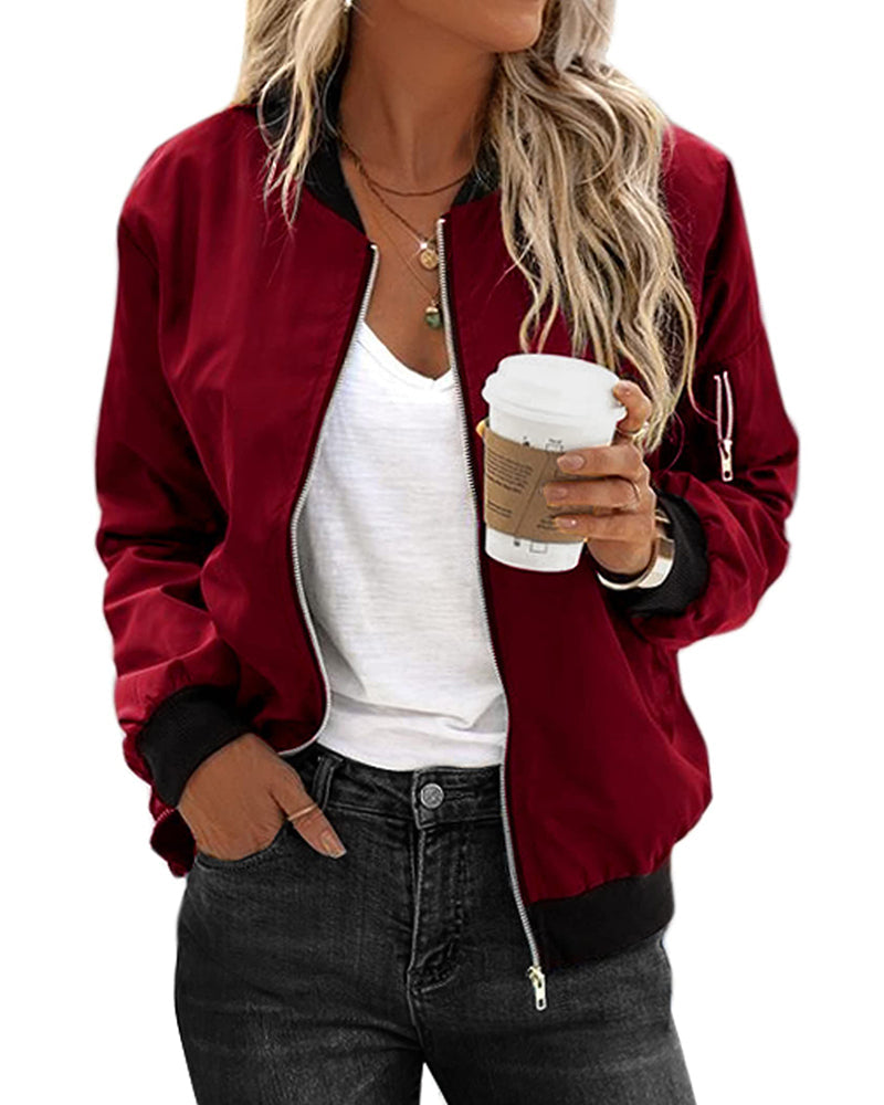 Stylish Ladies Bomber Jacket - Rhea-Black-S-The Livary