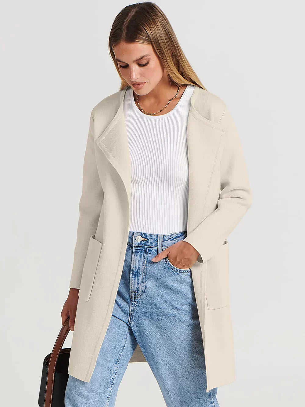 Stylish Ladies' Cardigan - Djamila-Brown-S (4-6)-Nora Luxe