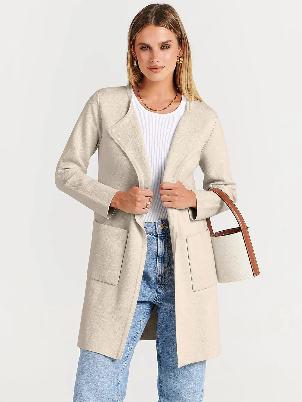 Stylish Ladies' Cardigan - Djamila-Brown-S (4-6)-Nora Luxe