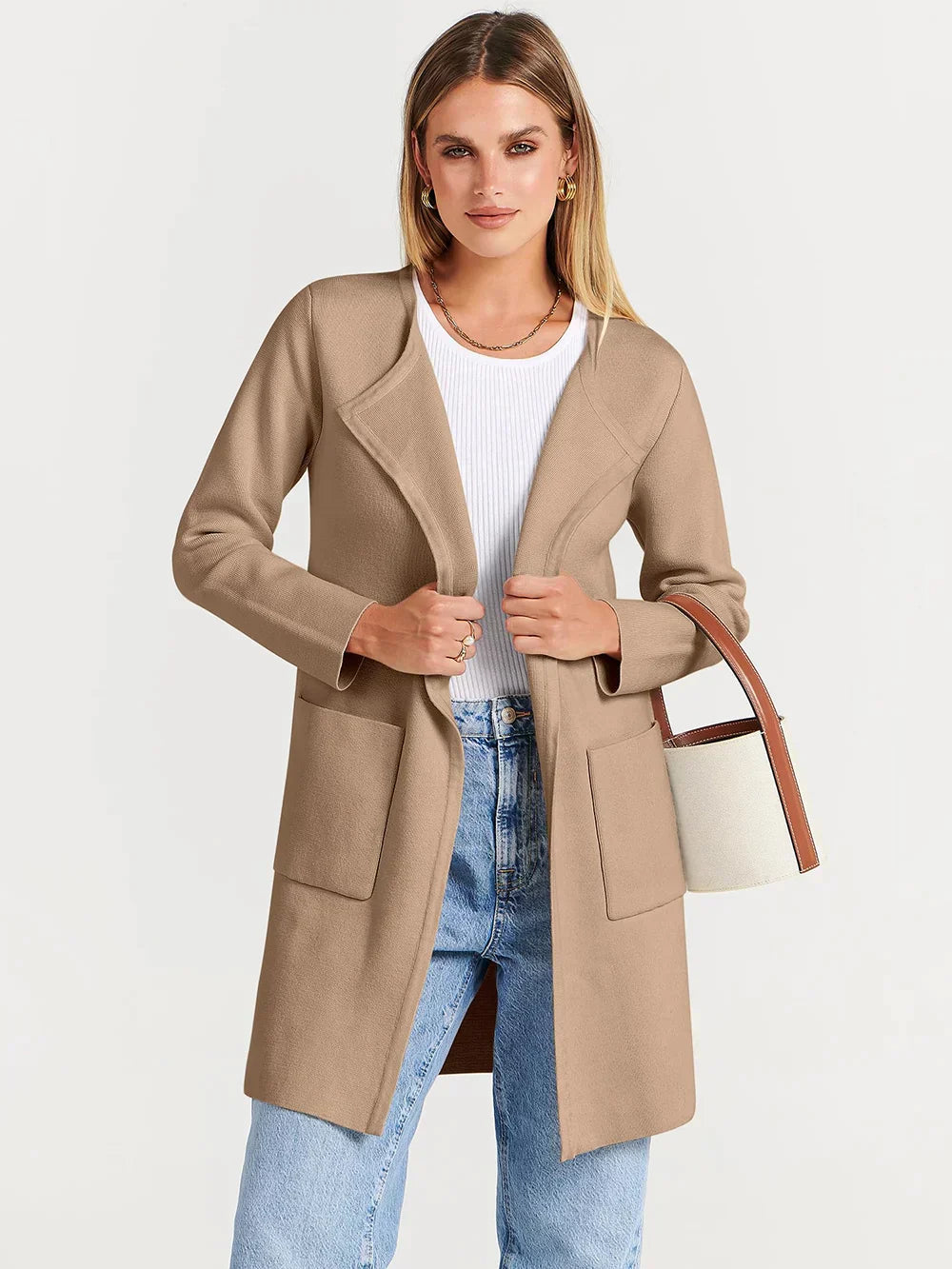 Stylish Ladies' Cardigan - Djamila-Khaki-S (4-6)-Nora Luxe