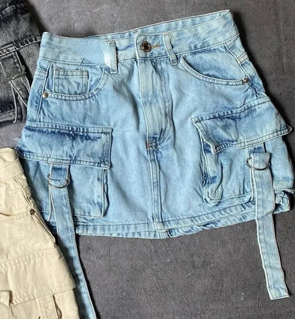 Stylish Ladies' Denim Skirt - Celeste-Light Blue-S-Nora Luxe