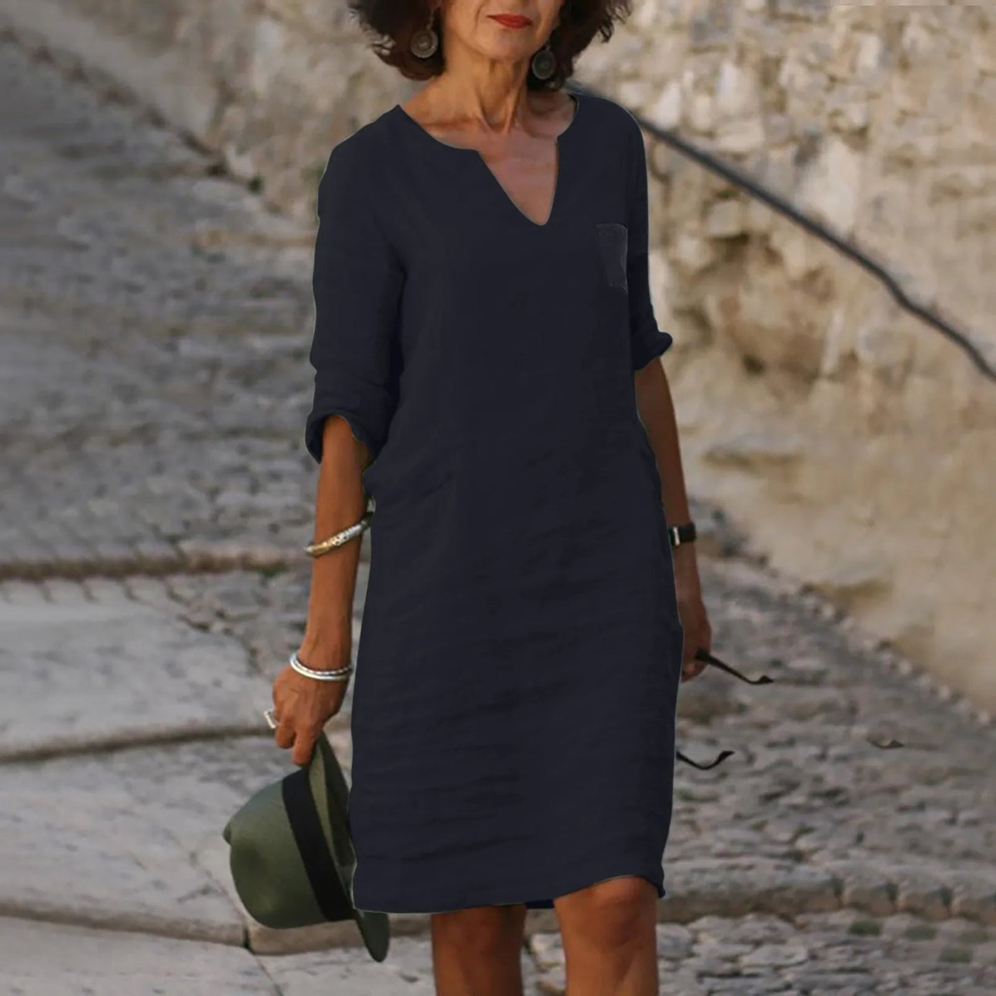 Stylish Light Summer Dress – Isalie-Black-S-State of Style