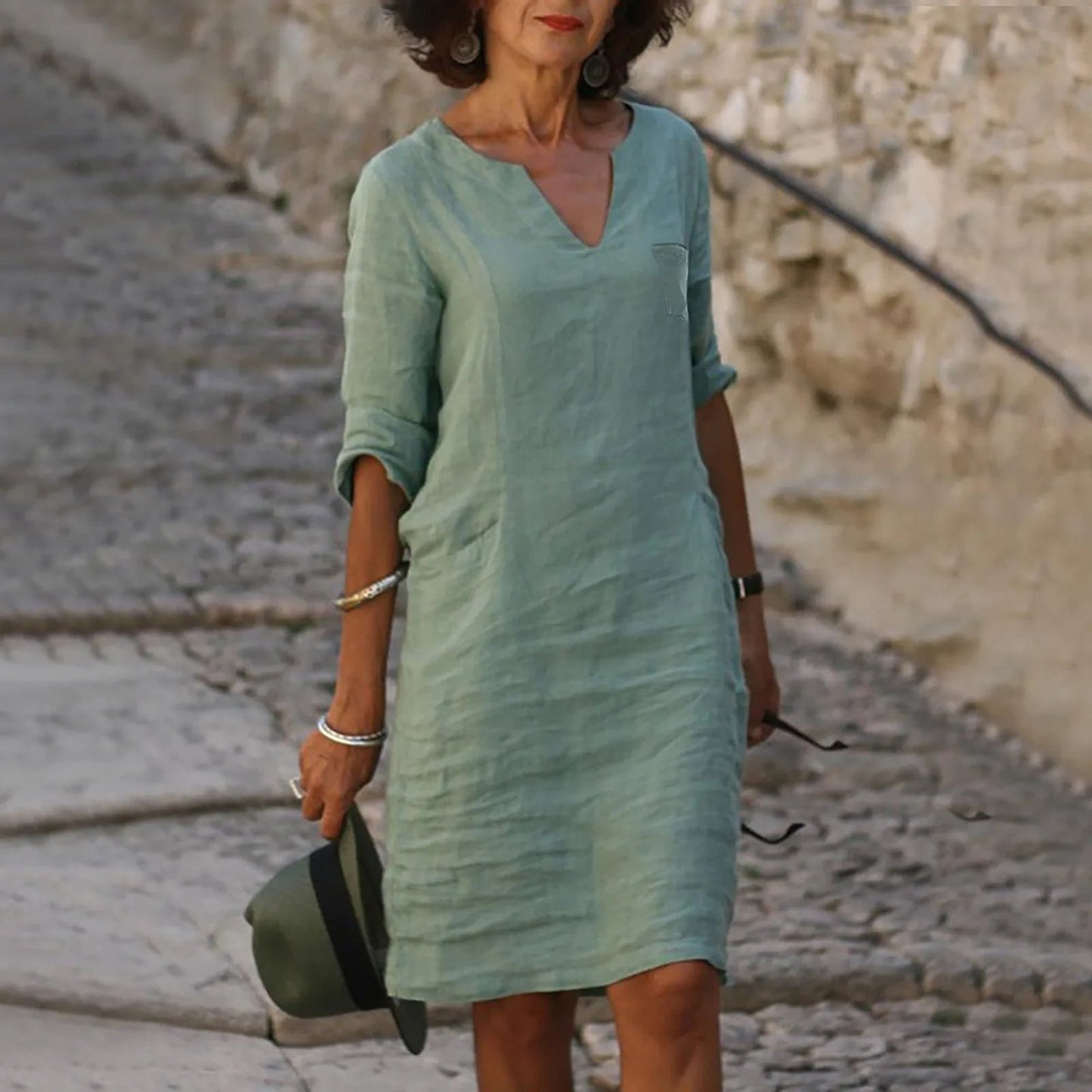 Stylish Light Summer Dress – Isalie-Green-S-State of Style