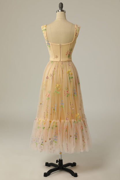 Stylish Long A-Line Ball Gown with Embroidery - Anna-Green-0-Nora Luxe