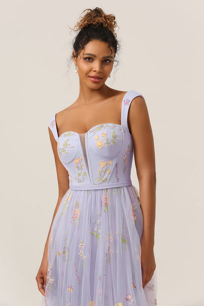 Stylish Long A-Line Ball Gown with Embroidery - Anna-Purple-0-Nora Luxe