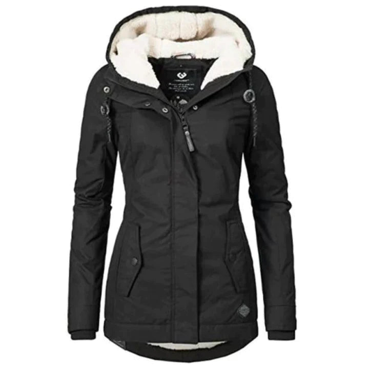Stylish Long Women's Winter Coat - Lina-Black-S-Nora Luxe