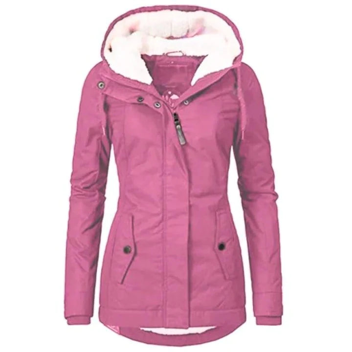Stylish Long Women's Winter Coat - Lina-Pink-S-Nora Luxe