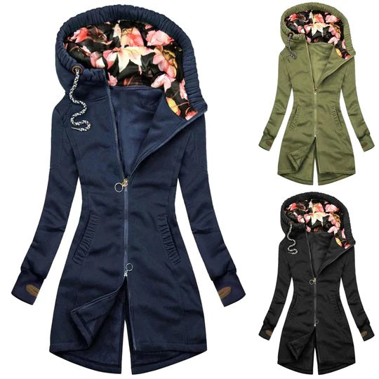 Stylish Long Women's Winter Coat - Mara-Dark Blue-S-Nora Luxe