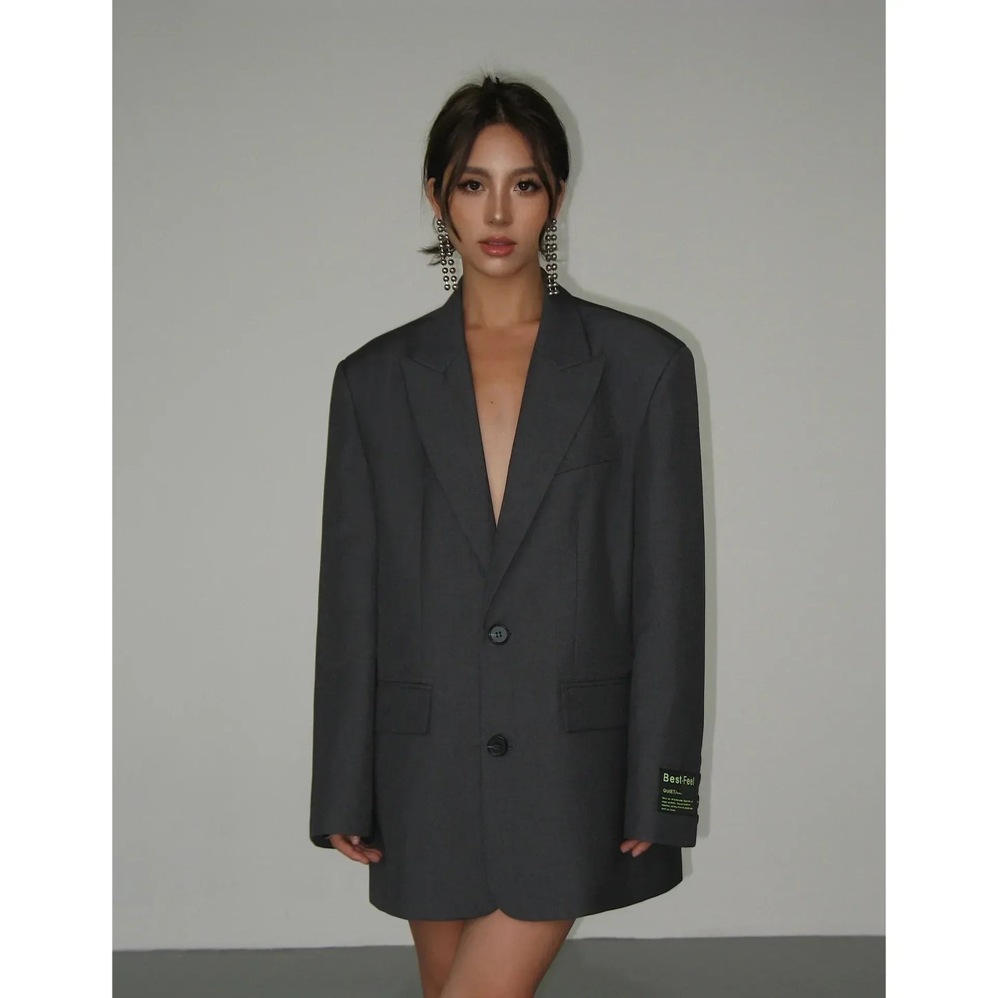 Stylish Loose-Fitting Women's Blazer - Marissa-Black-S-Nora Luxe