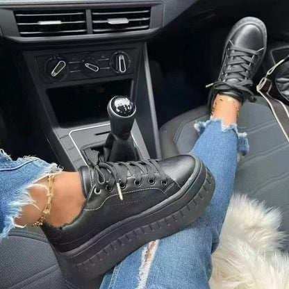 Stylish Luxury Platform Women's Sneakers - Nina-Black-3.5-Nora Luxe