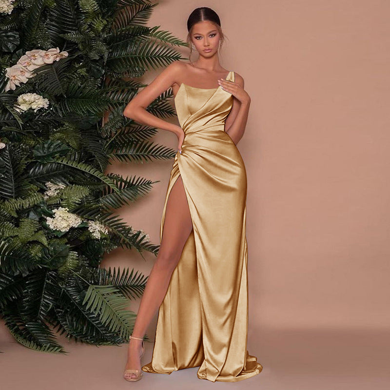 Elegant Long Silk Dress - Pexav
