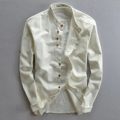 Stylish men's casual shirt with button placket – Benno-White-S-Nora Luxe