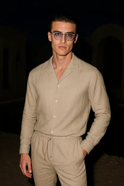 Classic Men's Linen Dress Shirt - Pexav