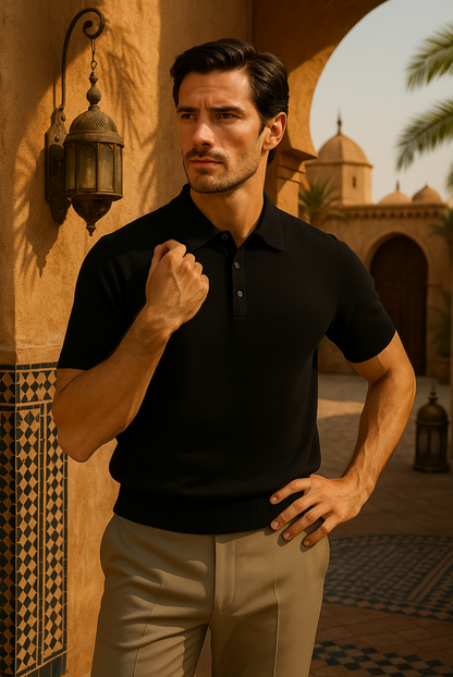 Luxurious Men's Cashmere Polo Shirt - Pexav