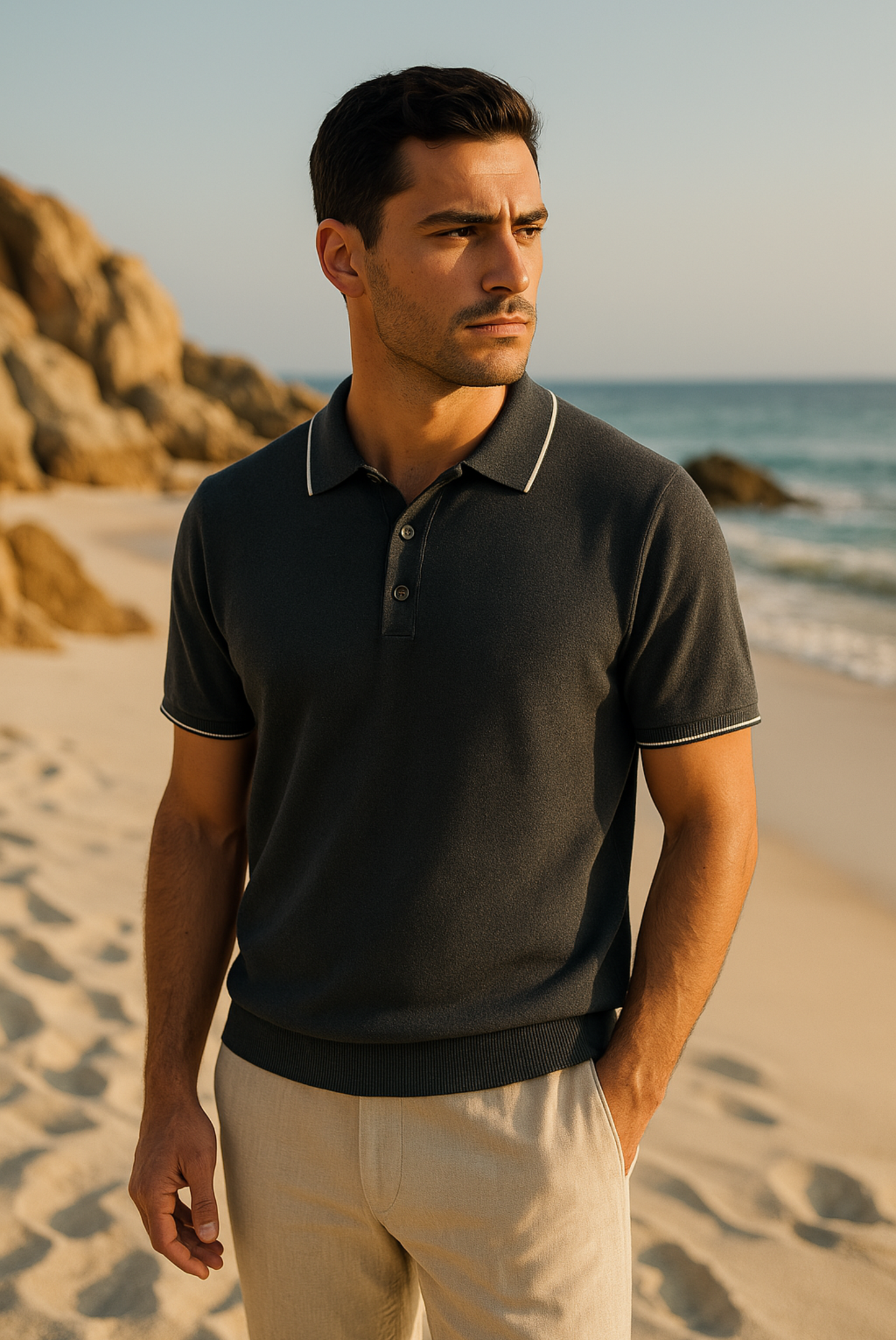 Luxury Mens Polo Shirt in Soft Merino Wool - Pexav
