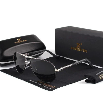 Stylish men's sunglasses with UV400 protection – Lennart-Gray-Black-Nora Luxe