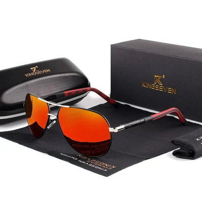 Stylish men's sunglasses with UV400 protection – Lennart-Silver-Red-Nora Luxe