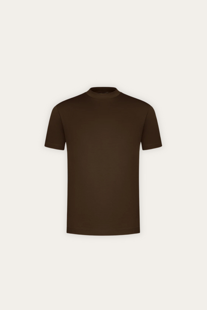 Stylish men's t-shirt made of mercerised cotton – Dario-Brown-XS-Nora Luxe