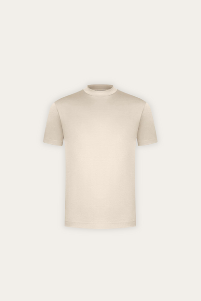Stylish men's t-shirt made of mercerised cotton – Dario-Cream-XS-Nora Luxe