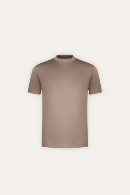 Stylish men's t-shirt made of mercerised cotton – Dario-Khaki-XS-Nora Luxe