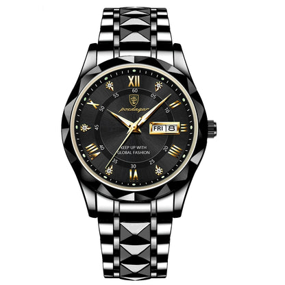Stylish Men's Watch in Stainless Steel - LumiSteel-Black Black-Nora Luxe