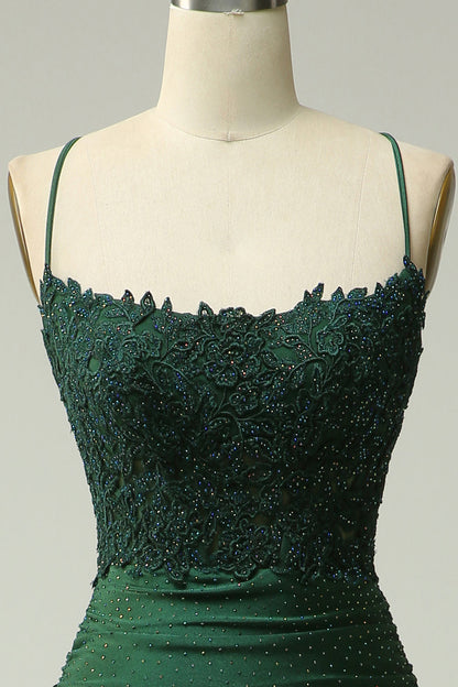 Stylish Mermaid Halter Neck Ball Gown - Lara-Dark green-0-Nora Luxe