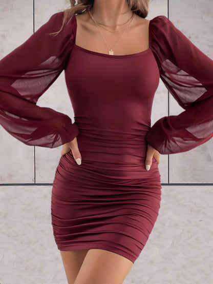 Chic Short Dress with Bell Sleeves - Pexav