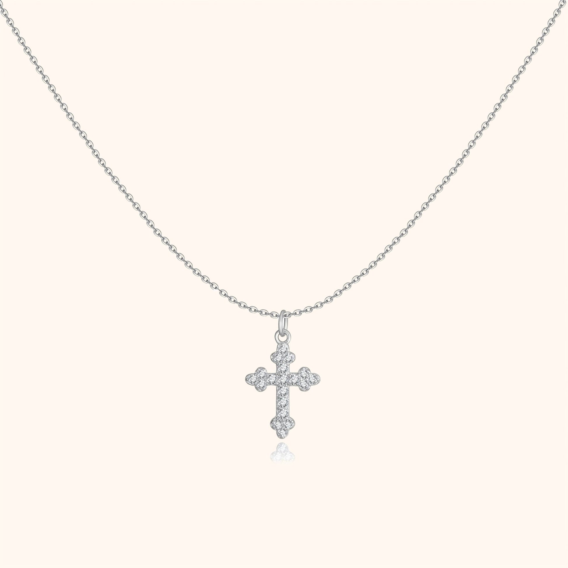 Stylish Necklace with Cross - Clémence-Silver-Nora Luxe