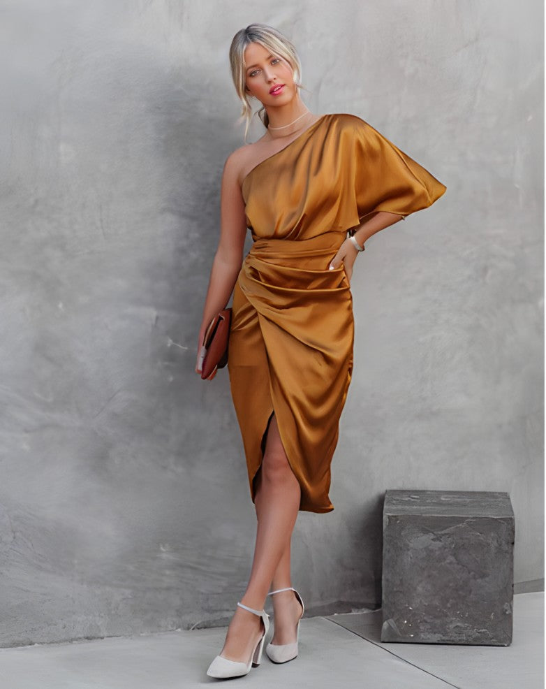Stylish One-Shoulder Evening Dress - Celeste-Blue-S-Nora Luxe