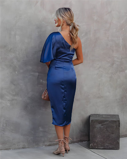 Stylish One-Shoulder Evening Dress - Celeste-Blue-S-Nora Luxe
