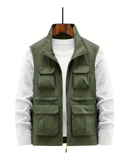 Stylish Outdoor Men's Vest - Thorne-Olive Green-M-Nora Luxe