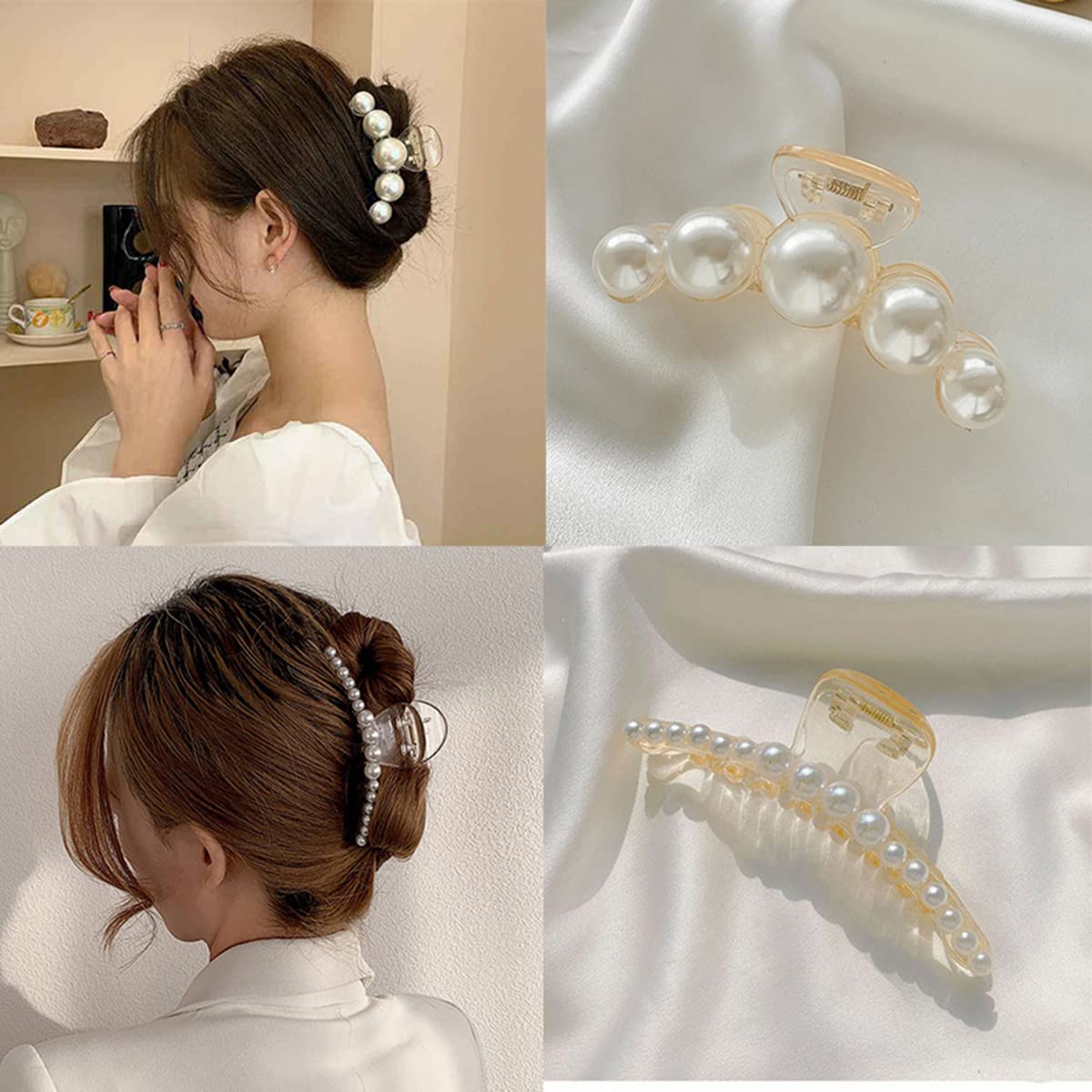 Stylish Pearl Hair Clips - 4-Pack-Set 1-Nora Luxe