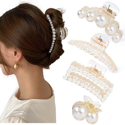 Stylish Pearl Hair Clips - 4-Pack-Set 2-Nora Luxe