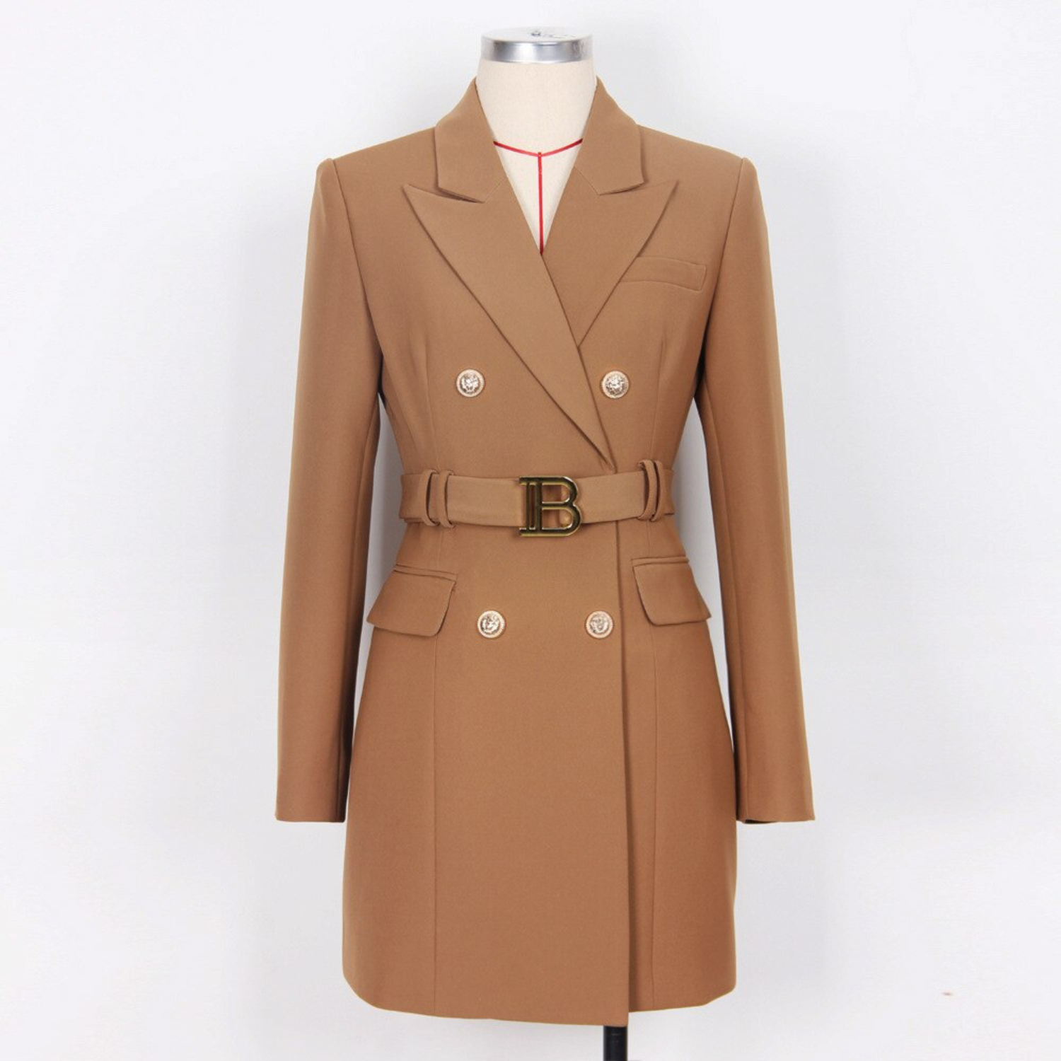 Stylish Plain Blazer Dress - Celeste-Brown-S-Nora Luxe