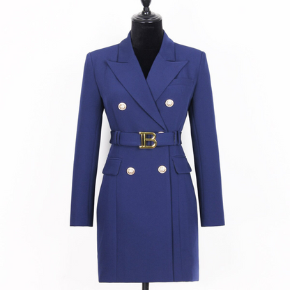 Stylish Plain Blazer Dress - Celeste-Dark Blue-S-Nora Luxe