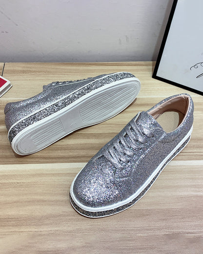 Stylish Platform Glitter Ladies Sneakers - Sienna-Silver-3.0-Nora Luxe